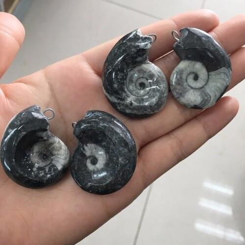 1pcs original natural ammonite fossil stone handmade pendant reiki healing crystals minerals rock pendant wholesale price