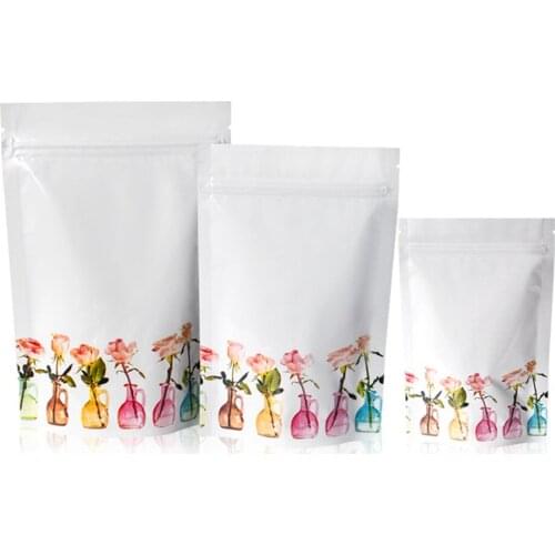 1000Pcs Glossy Rose Pure Mylar Foil Stand Up Zip Lock Package Bag Self Sealing Recyclable Zipper Storage Bag Candy Tea Dry Fruit