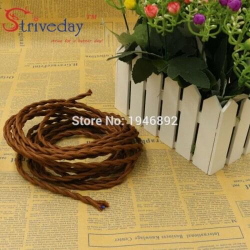 5m/lot 2x0.75 Brown Color Vintage rope Wire Twisted Cable Retro Braided Electrical Wire Fabric Wire DIY Pendant Lamp Wire Lamp
