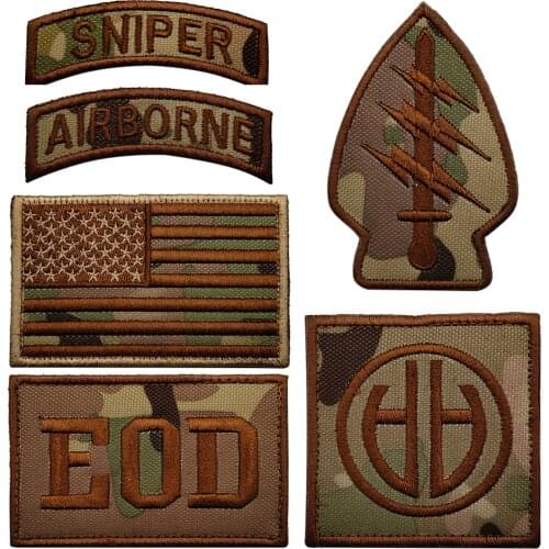 Airborne Sinper Embroidery Patch US Military Armband Badge Camouflage Flag Sewing Applique Embellishment Tactical Patches