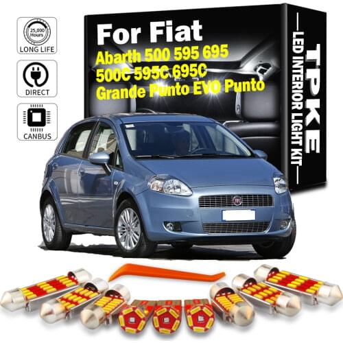 Perfect White Canbus LED Lamp Interior Reading Dome Light Kit For Fiat Abarth 500 595 695 500C 595C 695C Grande Punto EVO Punto