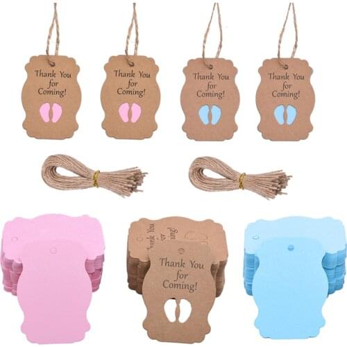 50pcs/lot 'Thank You For Coming' Kraft Paper Tags With Jute Rope Kids Birthday Party Gift Decor DIY Candy Box Labels Baby Shower
