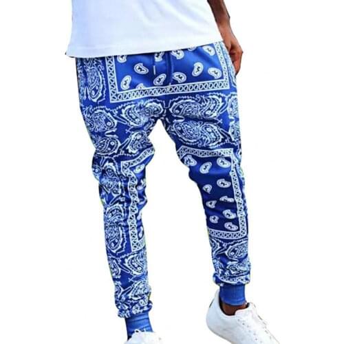 Men Pants Casual Cashew Mid Rise Flower Print Breathable Thin Summer Full Length Mid Rise Trousers Riding 2021