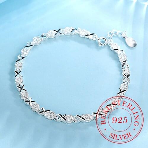 Mens Chain 2021 Trendy 925 Sterling Silver Cross Charm Bracelets for Women Couple Jewelry For Women Girls pulseras mujer