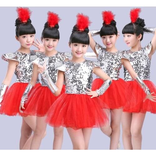 Children Jazz Dance Costumes Sequins Girls Street Dance Show Clothes Kids Hip Hop Stage Dancing Suits Jazz dance dress for girls
