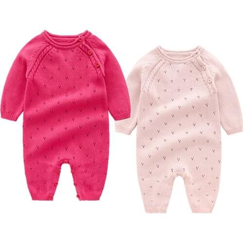 Baby Knitted Rompers Pure Cotton Babies Clothing Newborn Baby Girls Knitting Princess Long Sleeves Autumn Jumpsuit Knitwear