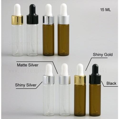 24 X Travel Empty Glass Dropper Bottles Vials 10ml 15ml With Aluminum Cap Essential Oil Perfume e liquid Makeup Bottle