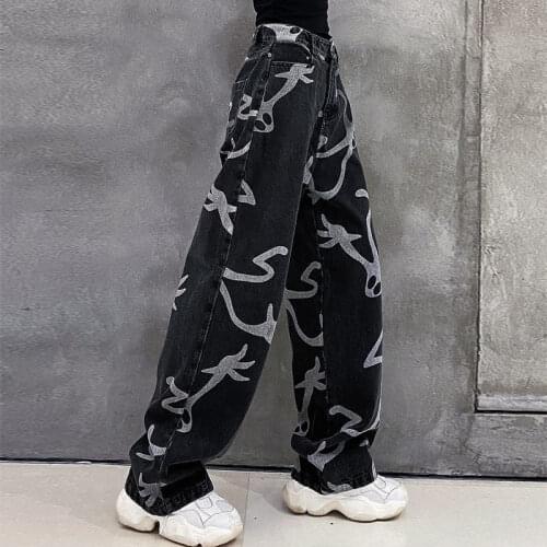 Jeans Women New Summer High Waist Street Street Wide Leg Pants Hip Hop Jeans For Women Loose Wild Straight Jean