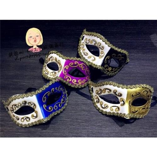 Halloween foreign trade hand-painted half-face mask party dance mens mask holiday atmosphere dress up