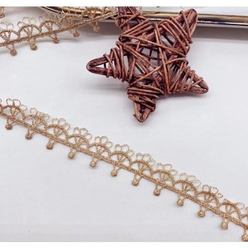 1Yards High Quality Embroidery Lace Fabric Gold Ribbon Fabric Sewing 1.7cm Ribbon Lace Collar Trimmings Dress cinta encaje LA22