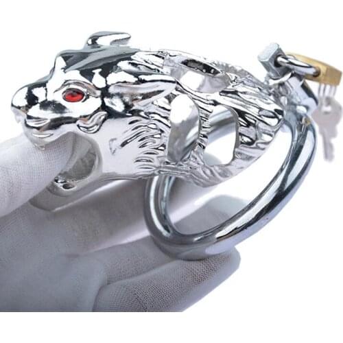 Stainless Steel Male Chastity Device Outdoor Wear Metal Tiger Cock Cage CBT Penis Lock Rings BDSM Bondage Gay Ladyboy Sex Toys