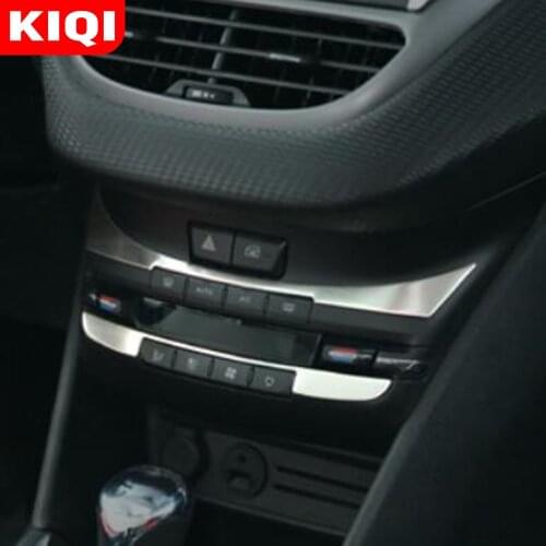KIQI Stainless Steel AC Conditioning Control Panel Trim Sticker for Peugeot 208 2015 - 2019 Air Panel Cover Accessories