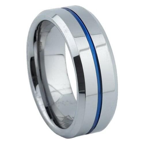 Never fade Tungsten Ring Men Women Wedding Bands Blue Color fashion jewelry rings 8MM
