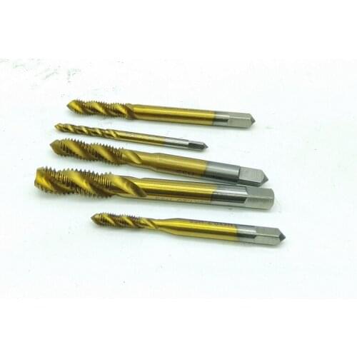 New Titanium Coated Thread Tap M3 M4 M5 M6 M8 Drill Metric Hss Spiral Fluted Machine Screw Tap Spiral Pointed Taps