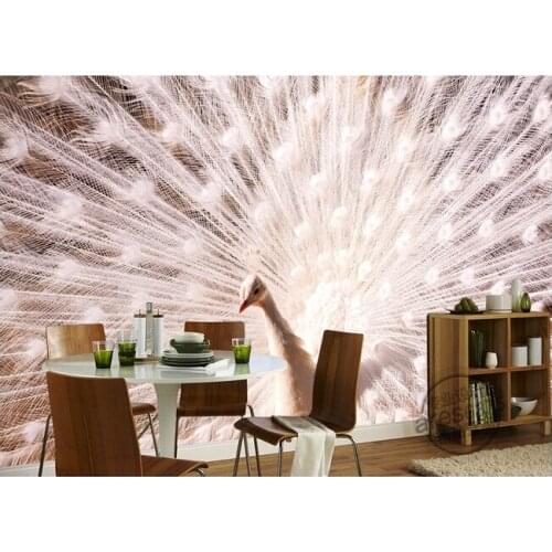 Custom 3D large murals,the White Peacock papel de parede , living room sofa TV wall bedroom background wall paper