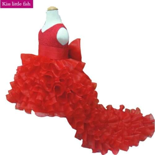 Free shipping High quality 8th grade graduation dresses Flower girls dress Elegant long tailing 2-12 age