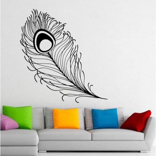 Plumage Patterns Wall Vinyl Decals Peacock Feather Wall Art Stickers Murals Removable Home Decoration Waterproof YY246