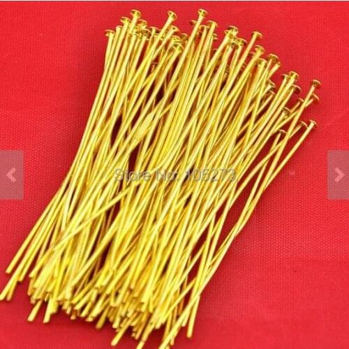 100PCS Gold Plated Head Pin Jewelry Findings 50mm 20 Gauge - Wholesale DIY Accessory Jewelry Making