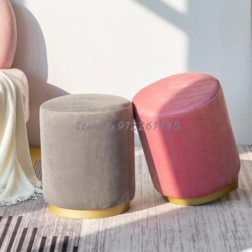 Nordic Light Luxury Fabric Net Red Comb Makeup Stool Small Pier Sofa Stool Single Shoe Replacement Stool Low Stool