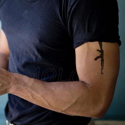 Tattoo Sticker Black Gun Pattern Temporary Water Transfer Fake Tatoo Body Art Fashion Tatoo Girl Boy Arm Hand Small Tatto