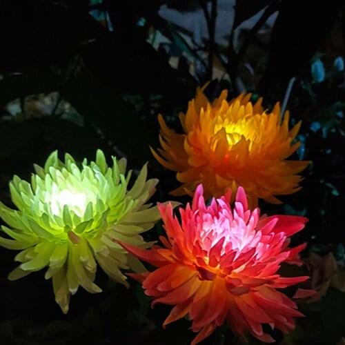 Spring Artificial Chrysanthemum Solar Light Led Lamp Garden Simulation Flower Lights Waterproof Solar Garden Stake Land Light