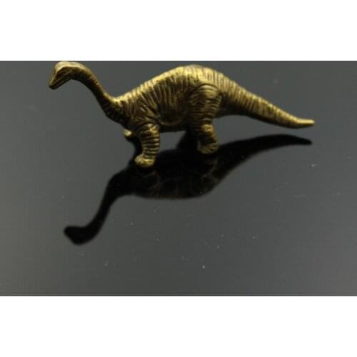 Brass Jurassic Dinosaur Mini Desktop Ornaments Copper Long Necked Dinosaurs Animal Tea Pet Cute Home Decor Figurines Gifts