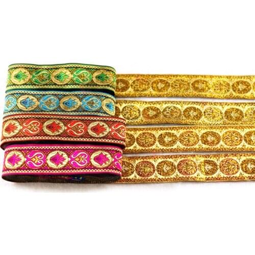 7M Vintage Ethnic Floral Embroidered Jacquard Ribbon Trims For Curtain Home Textile Garment Lace Trim Accessory