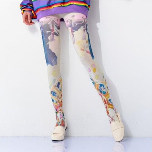 High Quality Fashion Print Pantyhose Womens Patterned Painting Tights