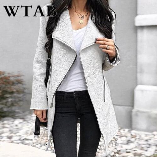 WTAB casual women jacket 2018 autumn winter coat female Zippers Outerwear thicken woolen coats slim veste femme hiver jacket