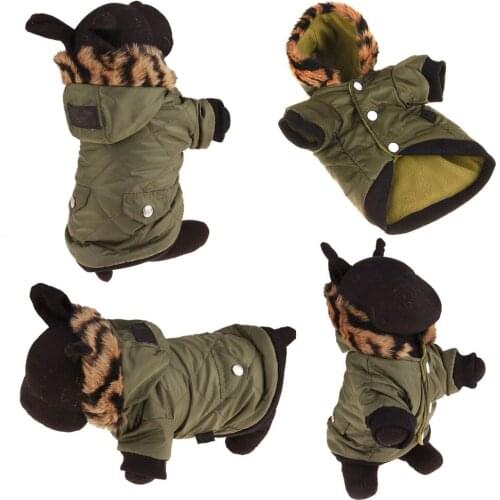 Mycyk Winter Dog Clothes Large Puppy Dog Cute Warm Coat For Pet Faux Pockets Fur Trimmed Dog Hoodies Jacket Costume