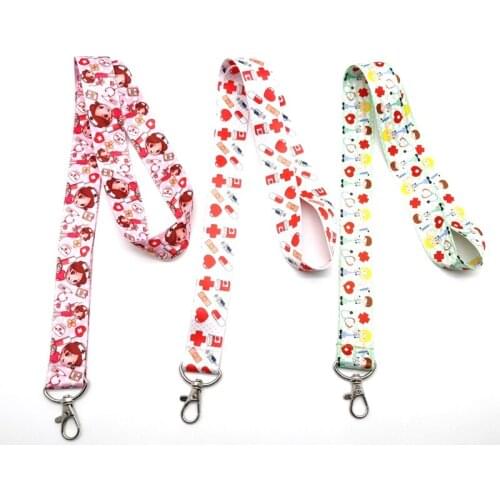 10 pcs cartoon Doctor nurse lanyard Neck Strap Lanyards Card Holders Bank Neck Strap Card Bus ID Holders Rope Key