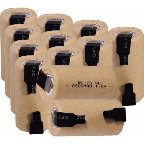 12 pcs SC 2200mah 1.2v battery NICD batteries for makita bosch B&D Hitachi metabo dewalt power tools for emergency lights