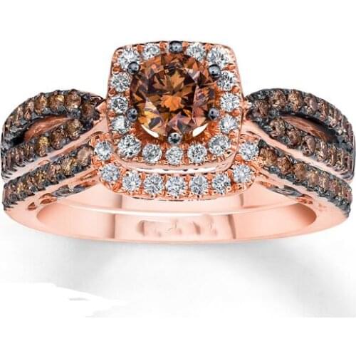 2017 new arrived coffee brown cz micro pave cz wedding engagement ring for couple