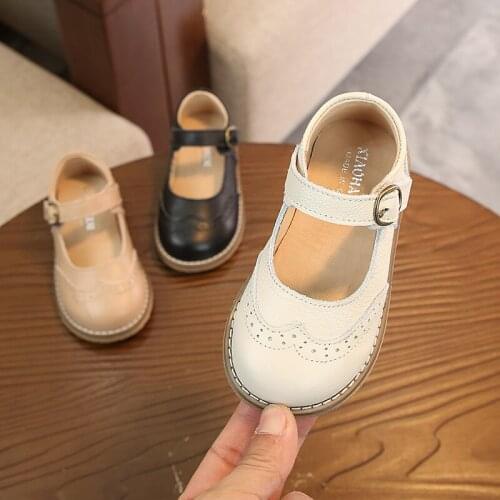2019 New Style Retro British Style GIRLS Nude Shoes Genuine Leather Soft Bottom Baby Shoe Korean-style Children Leather Shoes