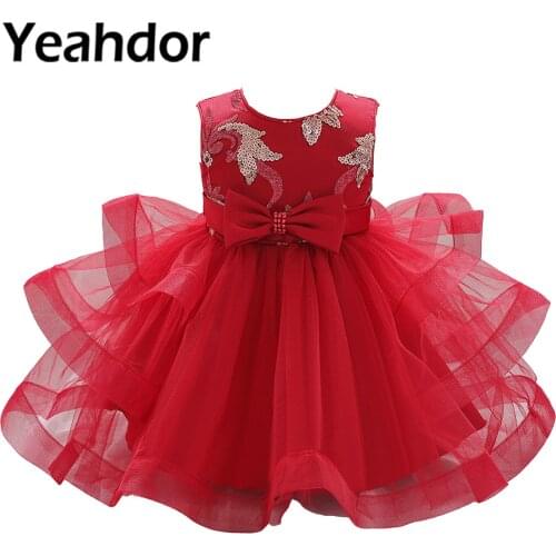 2021 Baby Girl Dress Christening Gown Baby Dresses Toddlers Vestidos Wedding Party Dress Flower Girls Clothes Infant Clothing