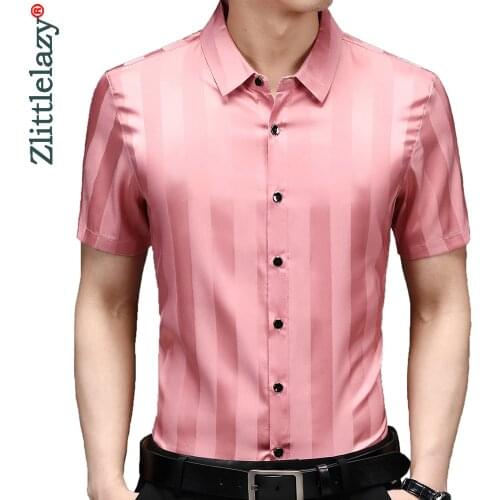 2021 brand striped mens shirts for men clothing fashion summer short sleeve shirt vintage luxury dress casual clothes jersey 532