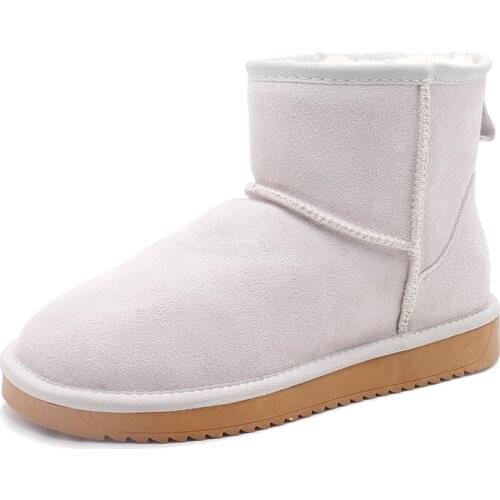 2021 New Natural Fur Snow Boots Wool Women Winter Warm Boots Non-slip Ladies Shoes Genuine Cowhide Leather Ankle Boots Size 45