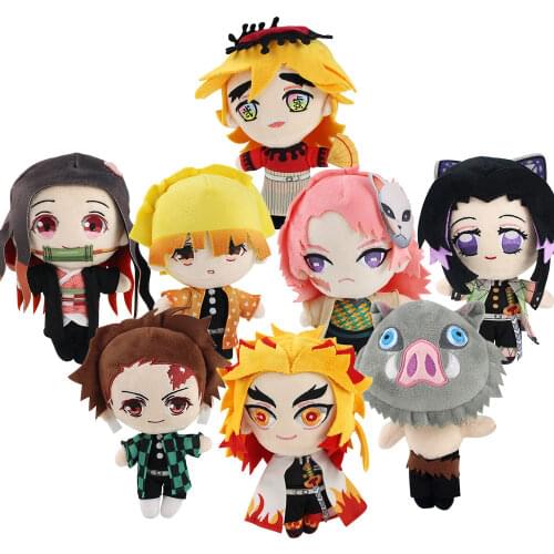 21-23cm Demon Slayer Kimetsu No Yaiba Kamado Tanjirou Nezuko Shinobu Tanjirou Zenitsu Inosuk Douma Sabito Plush Toys Doll gifts