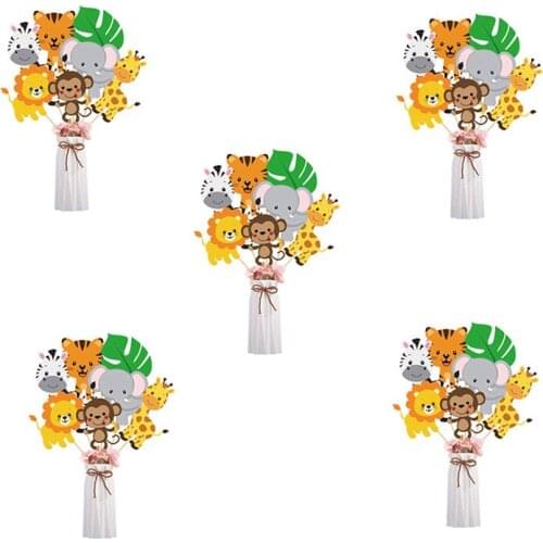 28pc Animal Vase/Cake Topper Safari Jungle Party Child Girl Boy Happy Birthday Party Decor Kids Tropical Dinosaur Party Wild On