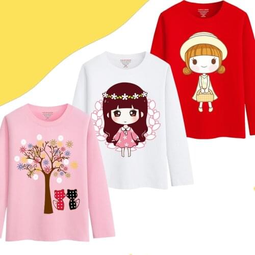 3 Pcs Kids Girls T-shirts Autumn Children Outerwear Tops Princess Toddler Baby Clothes Teenage Cartoon Long Sleeve Tee Shirts