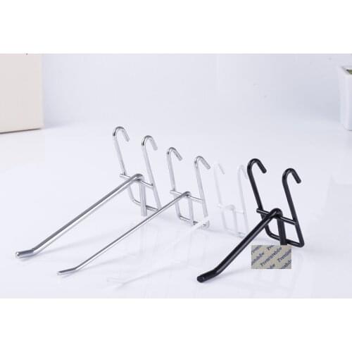 30Pcs/Lot Supermarket Iron Wire Grid Shelf Double Hook Display Hooks Chrome Black White Plastic Coat