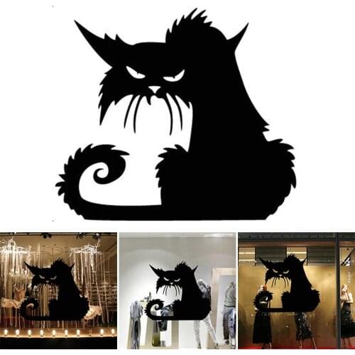 Angry Cat Decoration PVC Self-adhesive Sticker Window Decor Wall Art Waterproof GQ