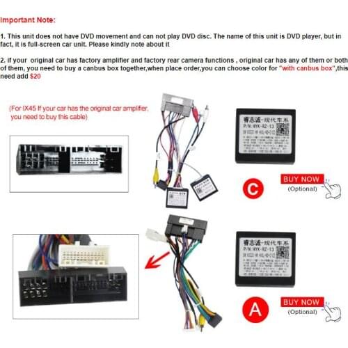 Navifly car radio player Optional canbus cable For Hyundai IX45 / Tucson