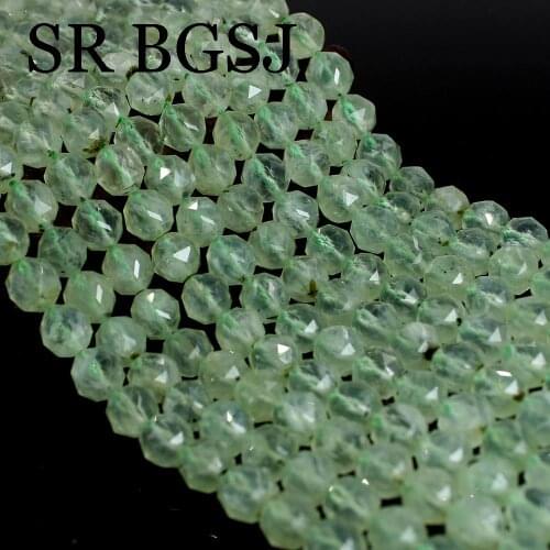 Free Shipping 19 8mm AAA Prehnite Polygonal Faceted Round Gems Stone Jewelry Making Beaded Beads Strand 15"
