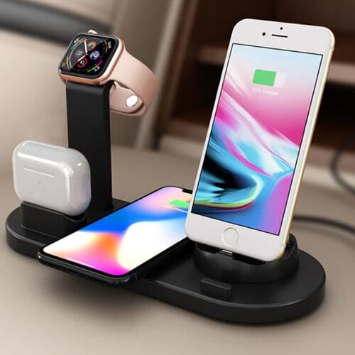 10W Qi Wireless Charger Stand For iPhone 11 XS Samsung Xiaomi Fast Charging Dock Station For Apple Watch 2 3 4 5 6 AirPods Pro