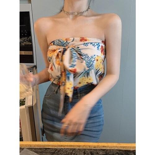 Camisole womens summer design Floral short straps sexy hot girl wearing a tube top tops beach wear