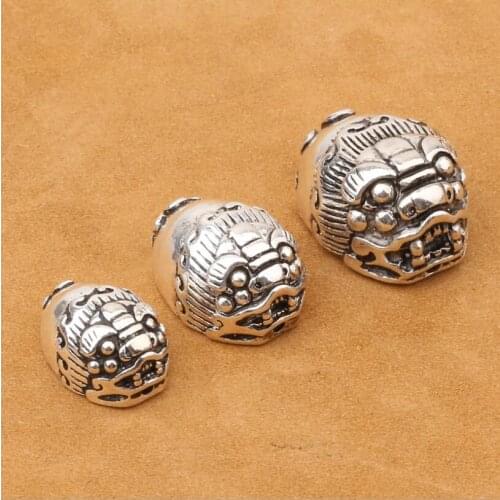 100% 925 Silver Pixiu Beads Pure Silver Fengshui Pixiu Bead Good Luck Wealth Pixiu Symbol Beads DIY Jewelry Accessories