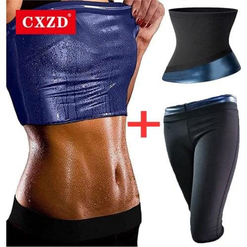 CXZD Women Shapewear Sauna Pants Weight Loss Sweat Sauna Suit Fat Burning Vest Tops Coating Slimming Corset Workout Fitness Belt