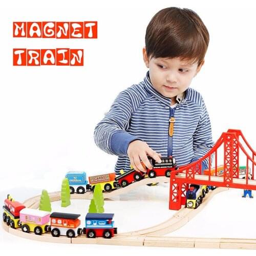 Railway Track Wooden 12 Sections With Magnet Small Train Crane Set Compatible With Original Wooden Track Childrens Toy Gift