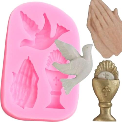 Hand Silicone Mold Trophy Cupcake Topper Pigeon Fondant Cake Decorating Tools Chocolate Gumpaste Molds Resin Clay Candy Mould